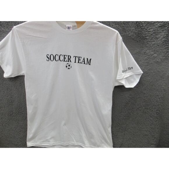 NWOT Vintage SPOOF ART Jim Maguire SOCCER TEAM Double Sided Men's XL T-shirt - Picture 1 of 13